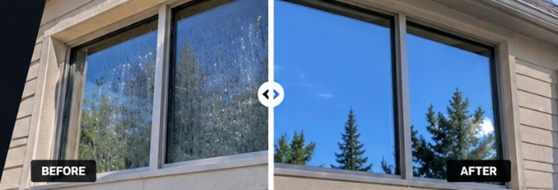 Illustrative before and after window cleaning results